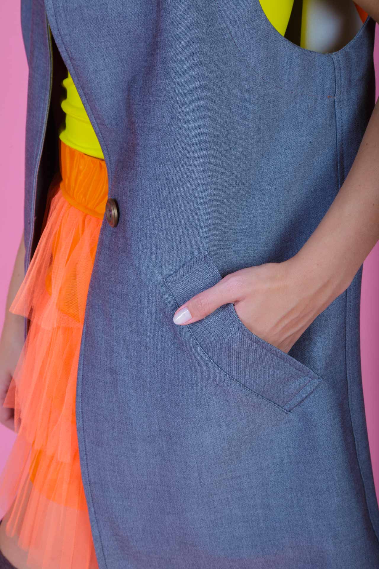 Oversized Vest with Belt