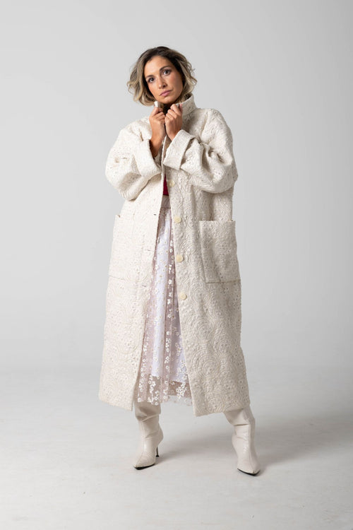 Textured long coat