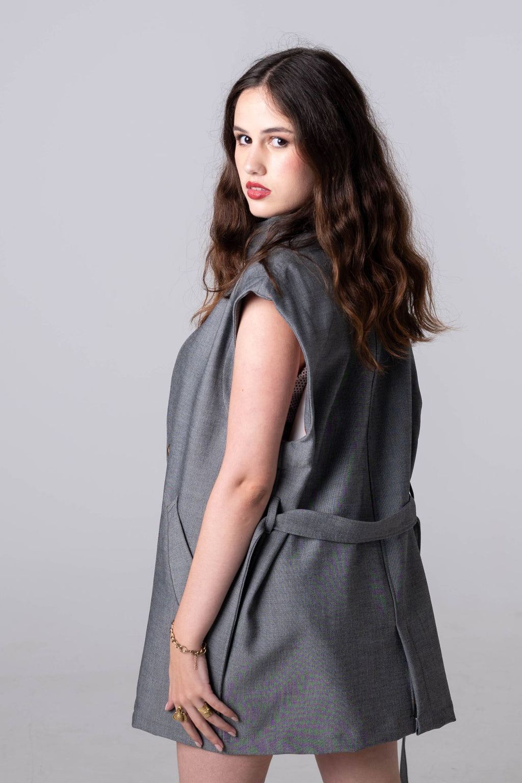 Oversized Vest with Belt