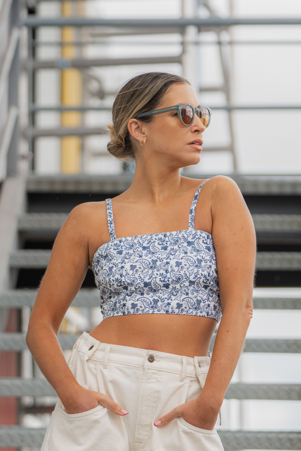 Reversible printed crop top