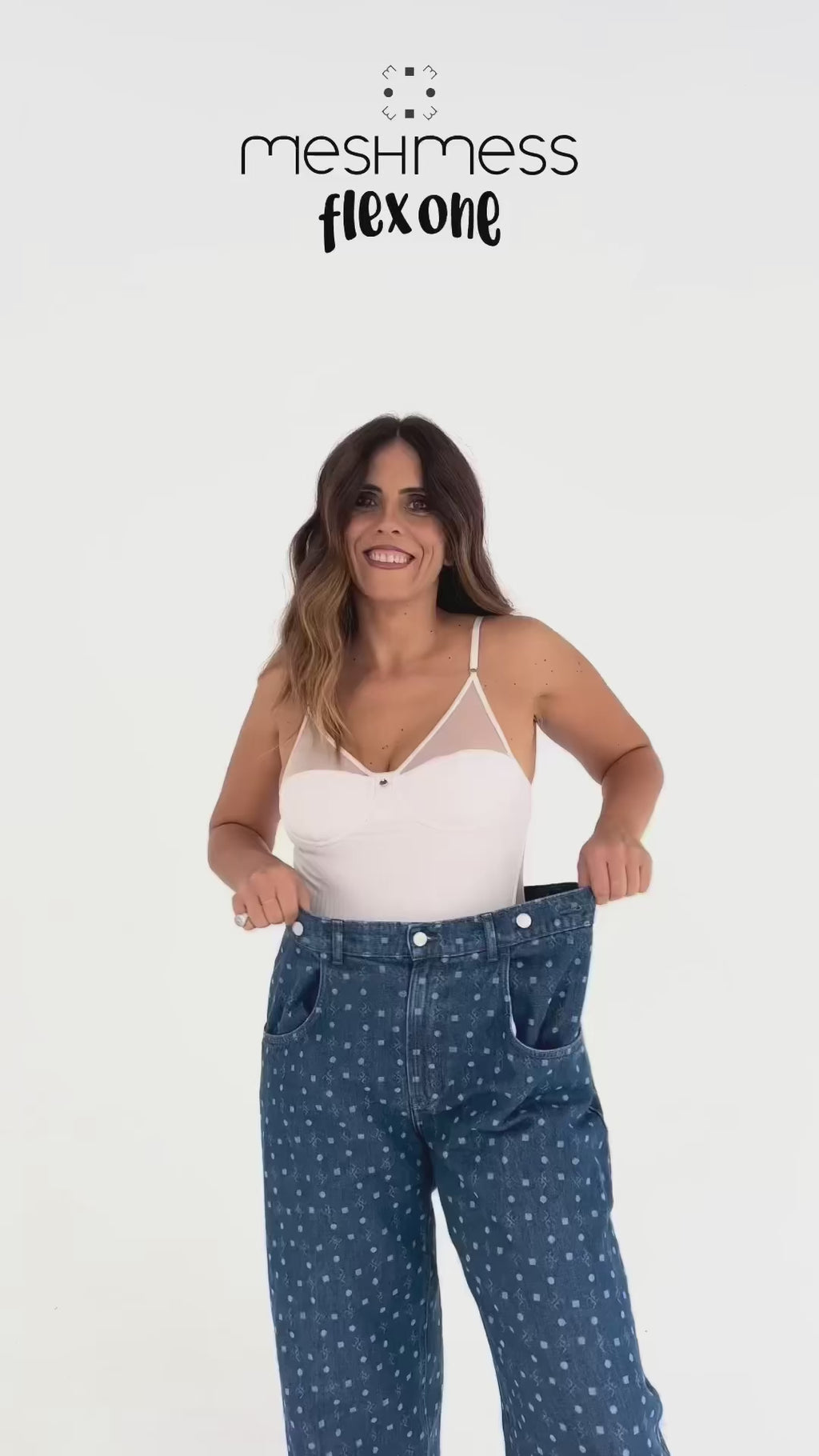 Jeans Flex One monograma cinzento