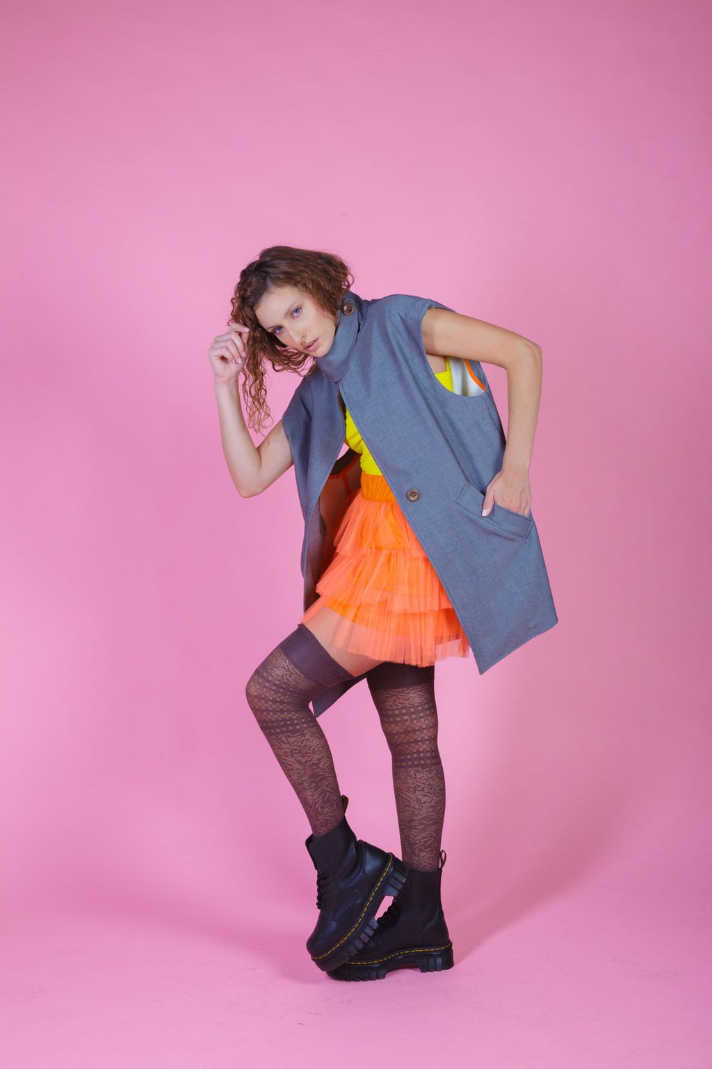 Oversized Vest with Belt